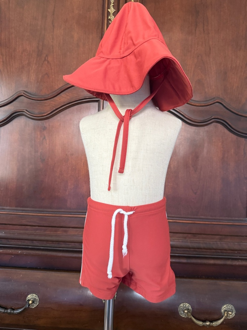 Petits Kiwis Orange Swim Trunks & Sun Hat Set 18-24M